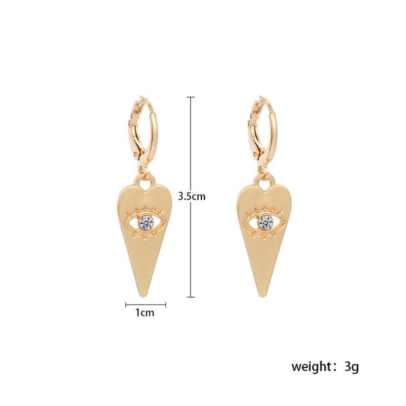 Eyes Heart Huggies Hoop Earrings small - Picture 7 of 8